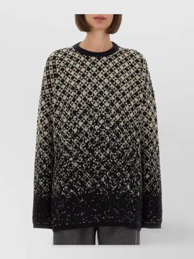 Mm6 Maison Margiela Checkered Pattern Crew Neck Knitwear In Black