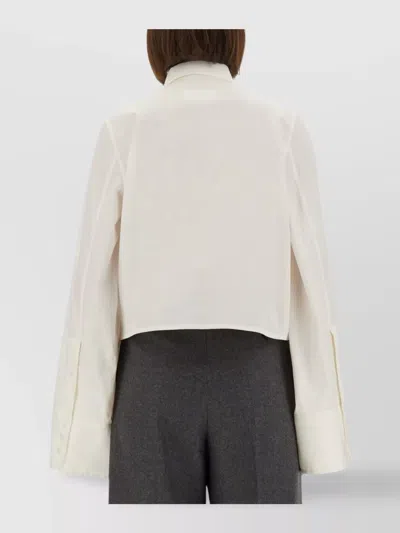 Mm6 Maison Margiela Long Sleeve Pointed Collar Wide Cuffs Top In White