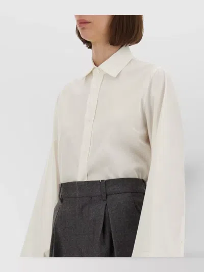 Mm6 Maison Margiela Long Sleeve Pointed Collar Wide Cuffs Top In White