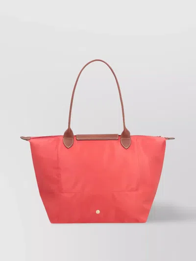 Longchamp Packable Nylon Tote With Leather Handles