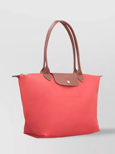 Longchamp Packable Nylon Tote With Leather Handles