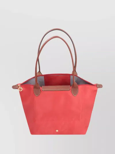 Longchamp Packable Nylon Tote With Leather Handles