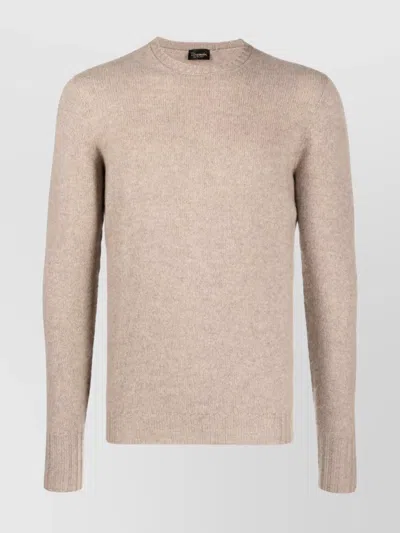 Drumohr Beige Long Sleeves Knitted Sweater In Brown
