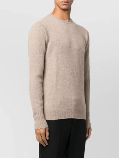 Drumohr Beige Long Sleeves Knitted Sweater In Brown