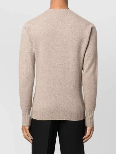 Drumohr Beige Long Sleeves Knitted Sweater In Brown