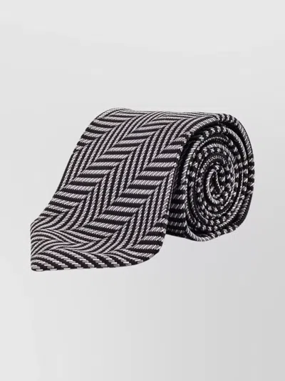 Tom Ford Silk Tie With 8cm Width And Herringbone & Chevron Patterns