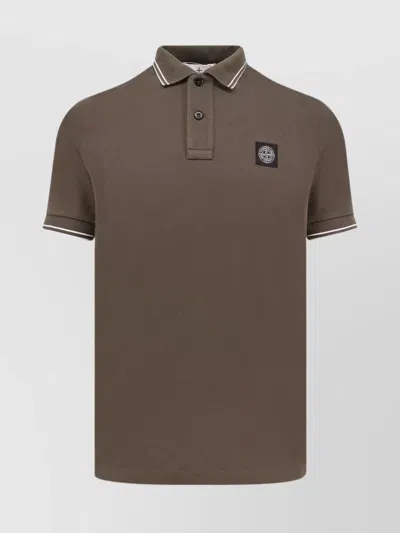 Stone Island Slim Fit Short Sleeve Polo Shirt In Brown