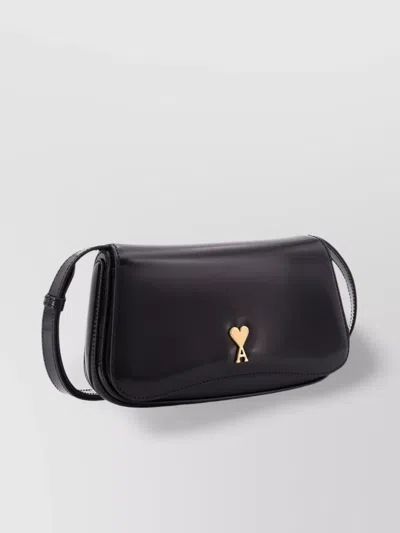 Ami Alexandre Mattiussi Adjustable Leather Shoulder Bag With Gold-tone Hardware