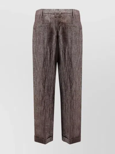 Brunello Cucinelli Textured Trousers Featuring Lurex Detail In Burgundy