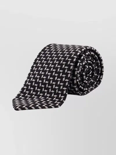 Giorgio Armani Silk Jacquard Tie Monogram Detail In Black