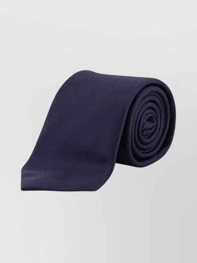 Giorgio Armani Silk Tie With 8cm Width And Monogram Detail In Blue