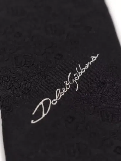 Dolce & Gabbana Silk Loop Jacquard Slim Tie In Black