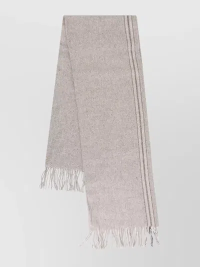 Brunello Cucinelli Detail Striped Luxurious Silk Scarf In Neutral