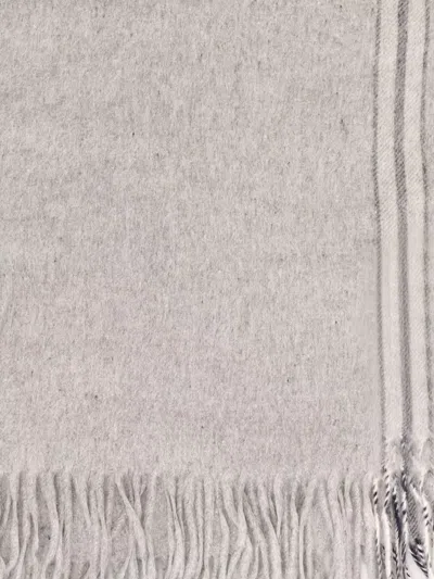 Brunello Cucinelli Detail Striped Luxurious Silk Scarf In Neutral
