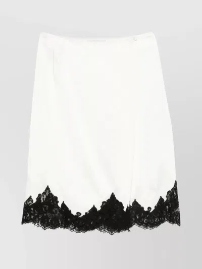Stella Mccartney Jupe Midi En Satin Avec Dentelle