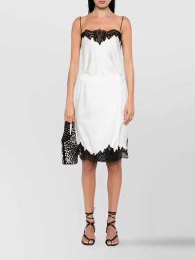 Stella Mccartney Jupe Midi En Satin Avec Dentelle