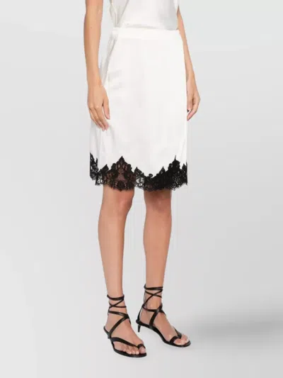 Stella Mccartney Jupe Midi En Satin Avec Dentelle