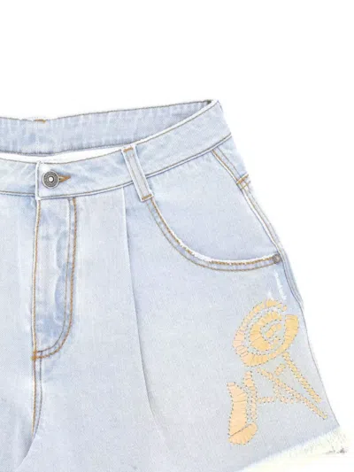 Ermanno Scervino Denim Shorts Frayed Hem