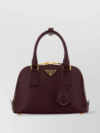 Prada Leather Handbag With Gold-tone Hardware And Top Handles
