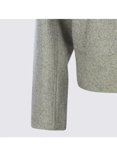 Jil Sander Collared Long Sleeve Textured Fabric Jacket In Gray