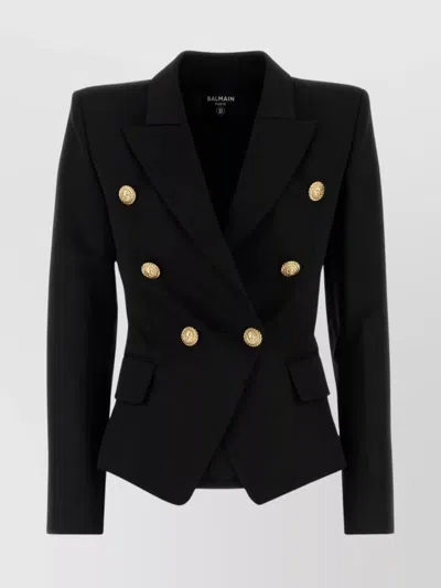 Balmain Wool Blazer With Flap Pockets And Gold-tone Buttons