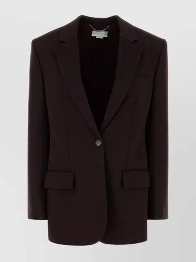 Stella Mccartney Wool Blazer With Notch Lapel And Back Vent In Brown