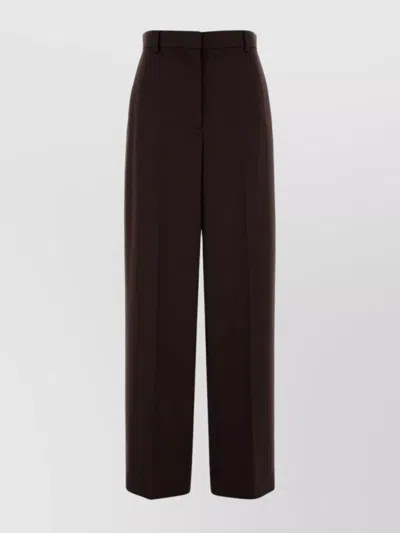 Stella Mccartney Dark Brown Pleated Straight-leg Trousers In Brown