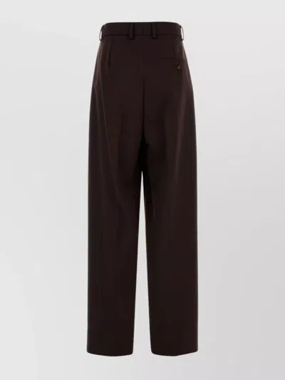 Stella Mccartney Dark Brown Pleated Straight-leg Trousers In Brown