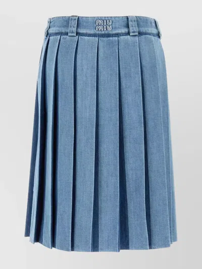 Miu Miu Skirt Denim With Belt Loops And Pleated Design