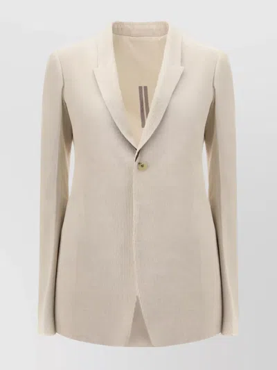 Rick Owens Corduroy Blazer Peak Lapels In Neutral
