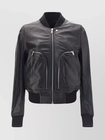 Rick Owens Bauhaus Flight Leather Jacket In Black