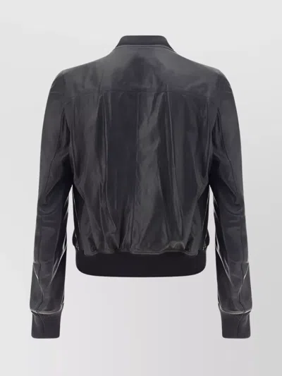 Rick Owens Bauhaus Flight Leather Jacket In Black