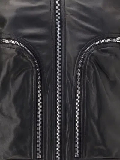 Rick Owens Bauhaus Flight Leather Jacket In Black