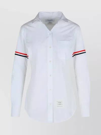 Thom Browne Cotton Shirt With Striped Arm Detail In White