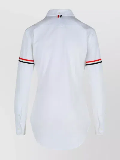 Thom Browne Cotton Shirt With Striped Arm Detail In White