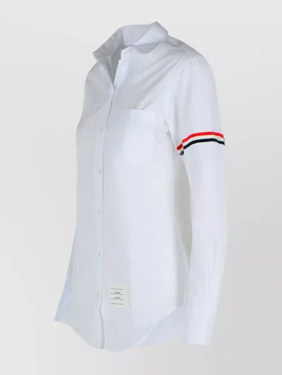 Thom Browne Cotton Shirt With Striped Arm Detail In White