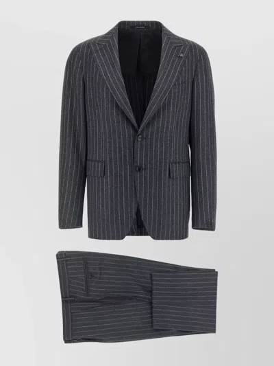Tagliatore Single-breasted Pinstriped Suit Jacket In Gray