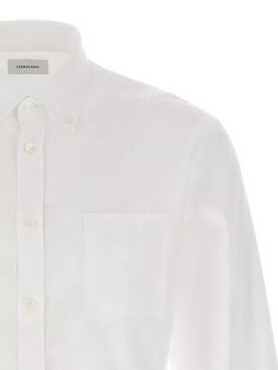 Ferragamo Jacquard Shirt Featuring Gancini Pattern In White