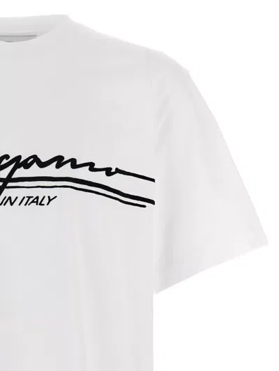 Ferragamo Signature Velvet Logo T-shirt In White