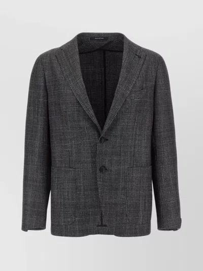 Tagliatore Blazer Check Pattern Front Pockets In Gray
