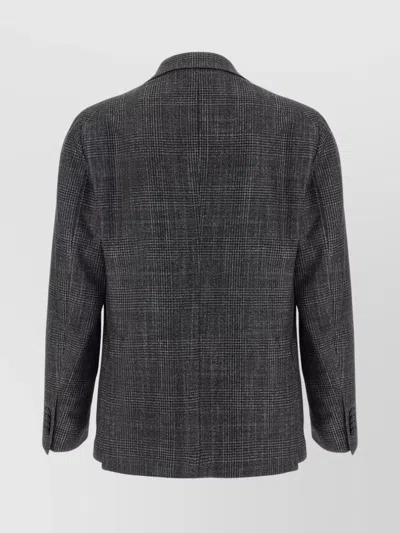 Tagliatore Blazer Check Pattern Front Pockets In Gray