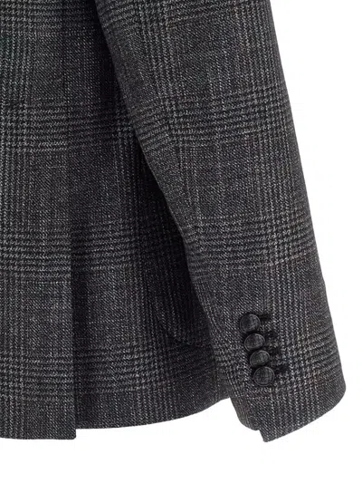 Tagliatore Blazer Check Pattern Front Pockets In Gray