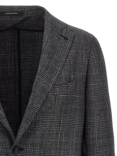 Tagliatore Blazer Check Pattern Front Pockets In Gray