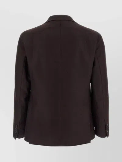 Tagliatore Square Pattern Blazer With Lapel And Pockets In Brown