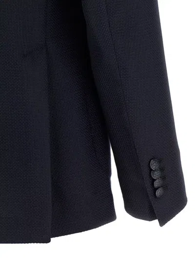 Tagliatore Square Pattern Blazer With Multiple Pockets In Black