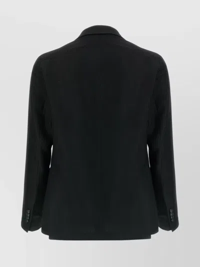 Tagliatore Square Pattern Blazer With Multiple Pockets In Black