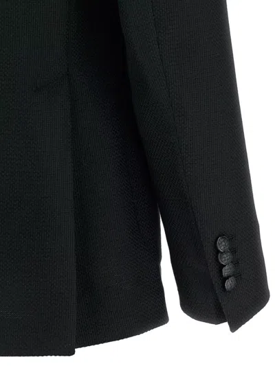 Tagliatore Square Pattern Blazer With Multiple Pockets In Black