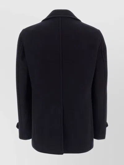 Tagliatore Black Double-breasted Coat With Wide Notched Revers In Black