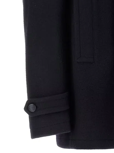 Tagliatore Black Double-breasted Coat With Wide Notched Revers In Black
