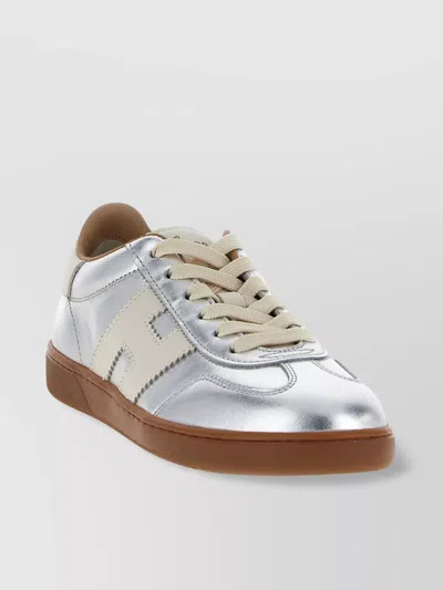 Hogan Chic Metallic Low-top Rubber Sole Sneakers